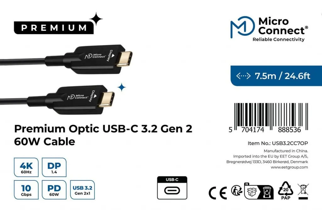 MicroConnect Premium USB-C kabel 7,5m 10Gbps
