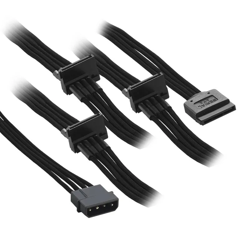 CableMod ModFlex Molex to 4x SATA Power 80cm kabel zwart