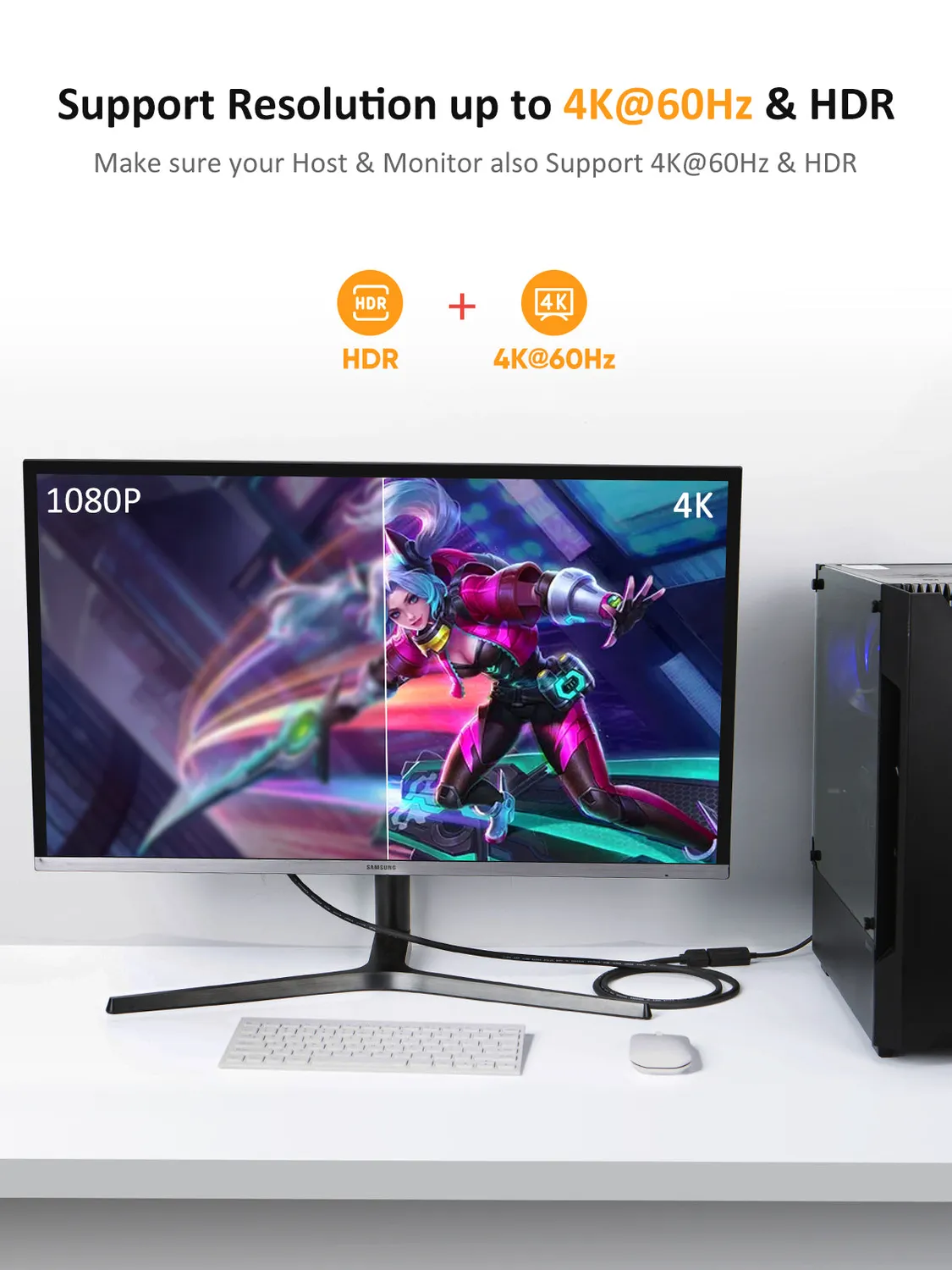 CableCreation DisplayPort naar HDMI adapter 4K 60Hz HDR