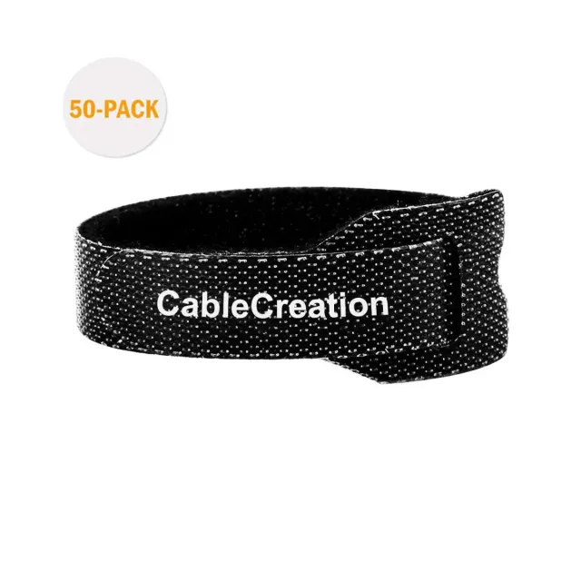 CableCreation kabelbinders klittenband 15cm zwart 50 stuks
