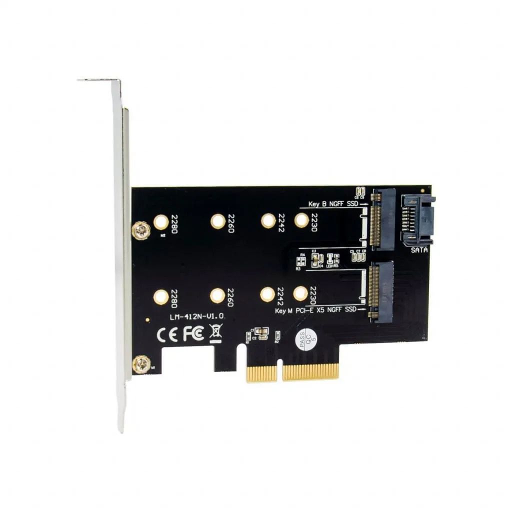 Microconnect M.2 NGFF SSD adapterkaart PCIe x4 B+M key