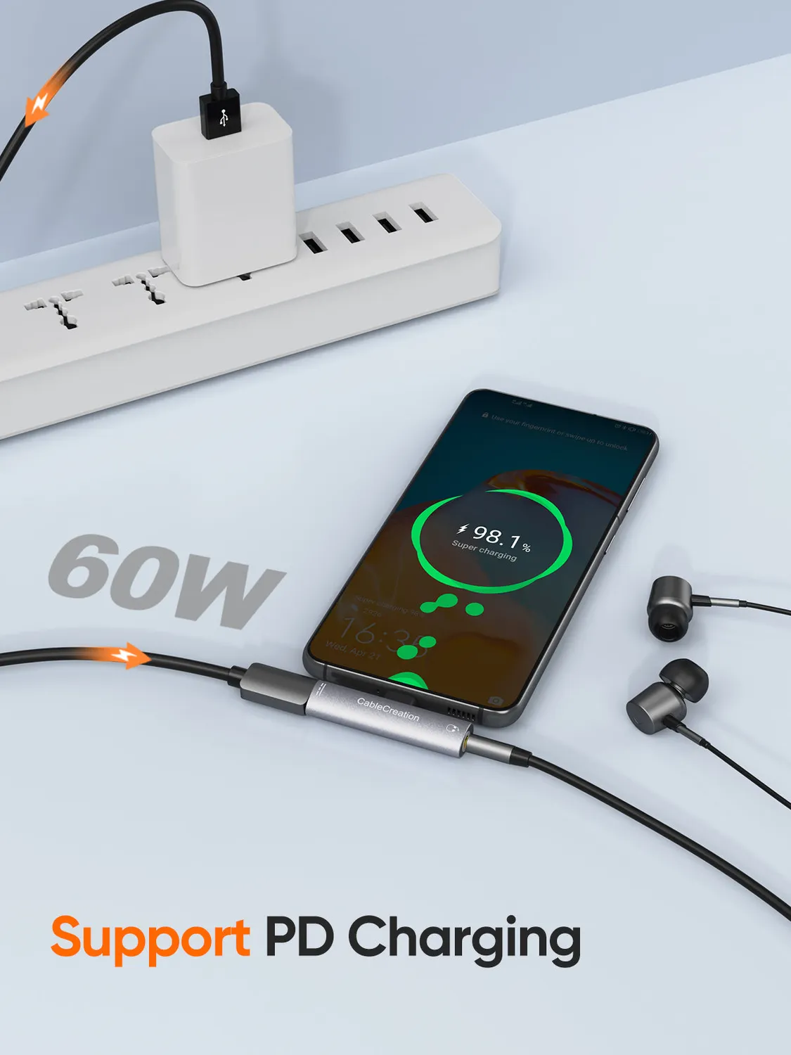 CableCreation USB-C naar 3,5mm audio adapter 2-in-1