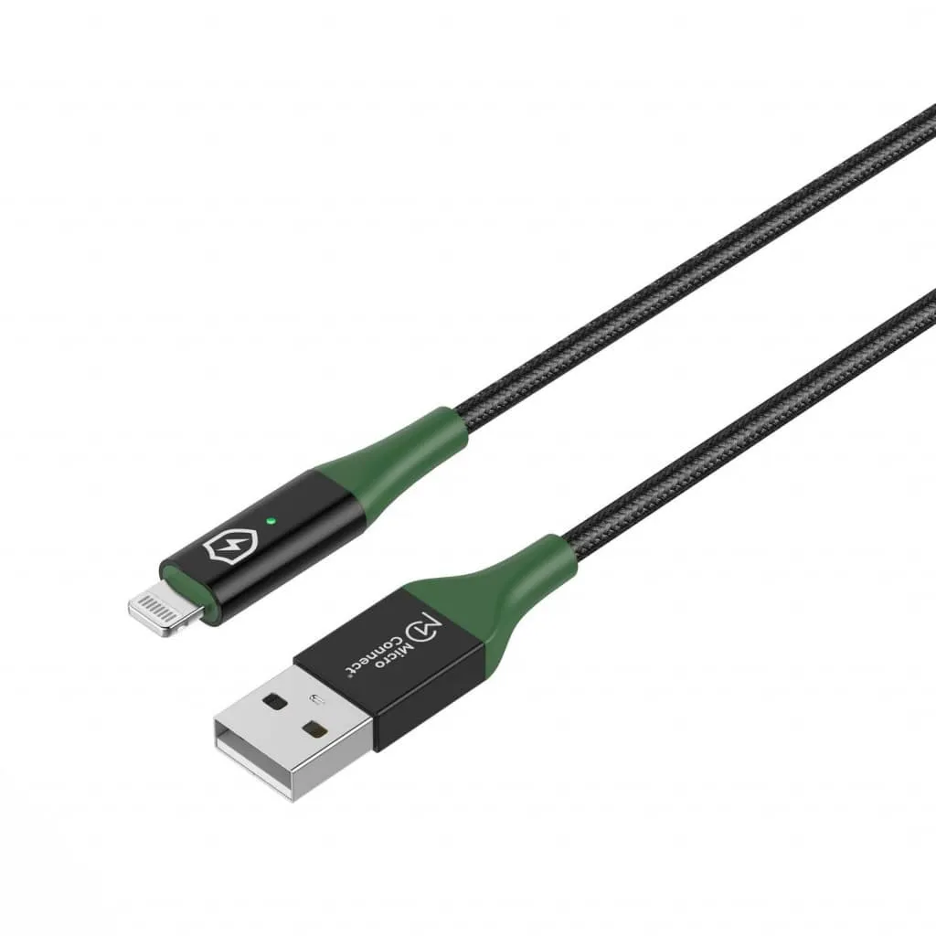 Microconnect Smart Charge MFI Lightning kabel 2m zwart-groen