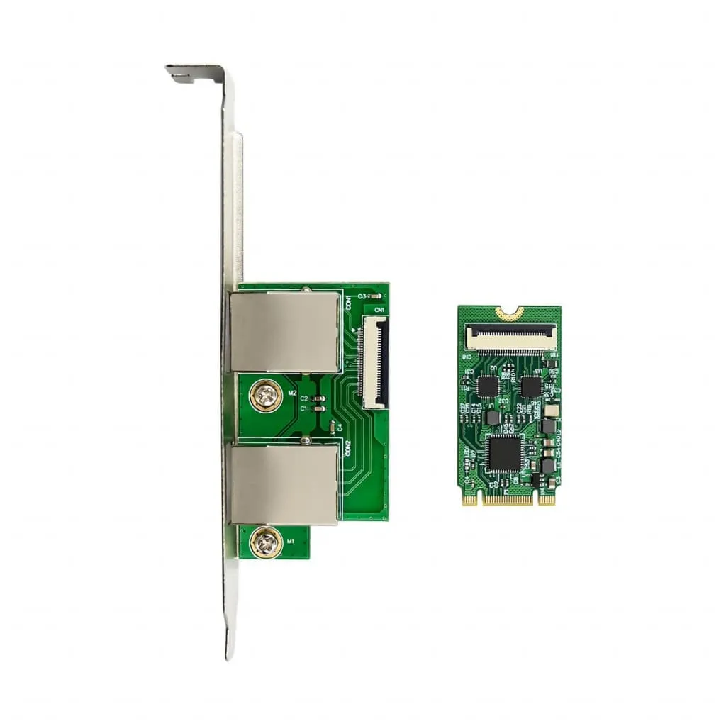 Microconnect PCIe M.2 B+M 8111H netwerkkaart dual 1G RJ45