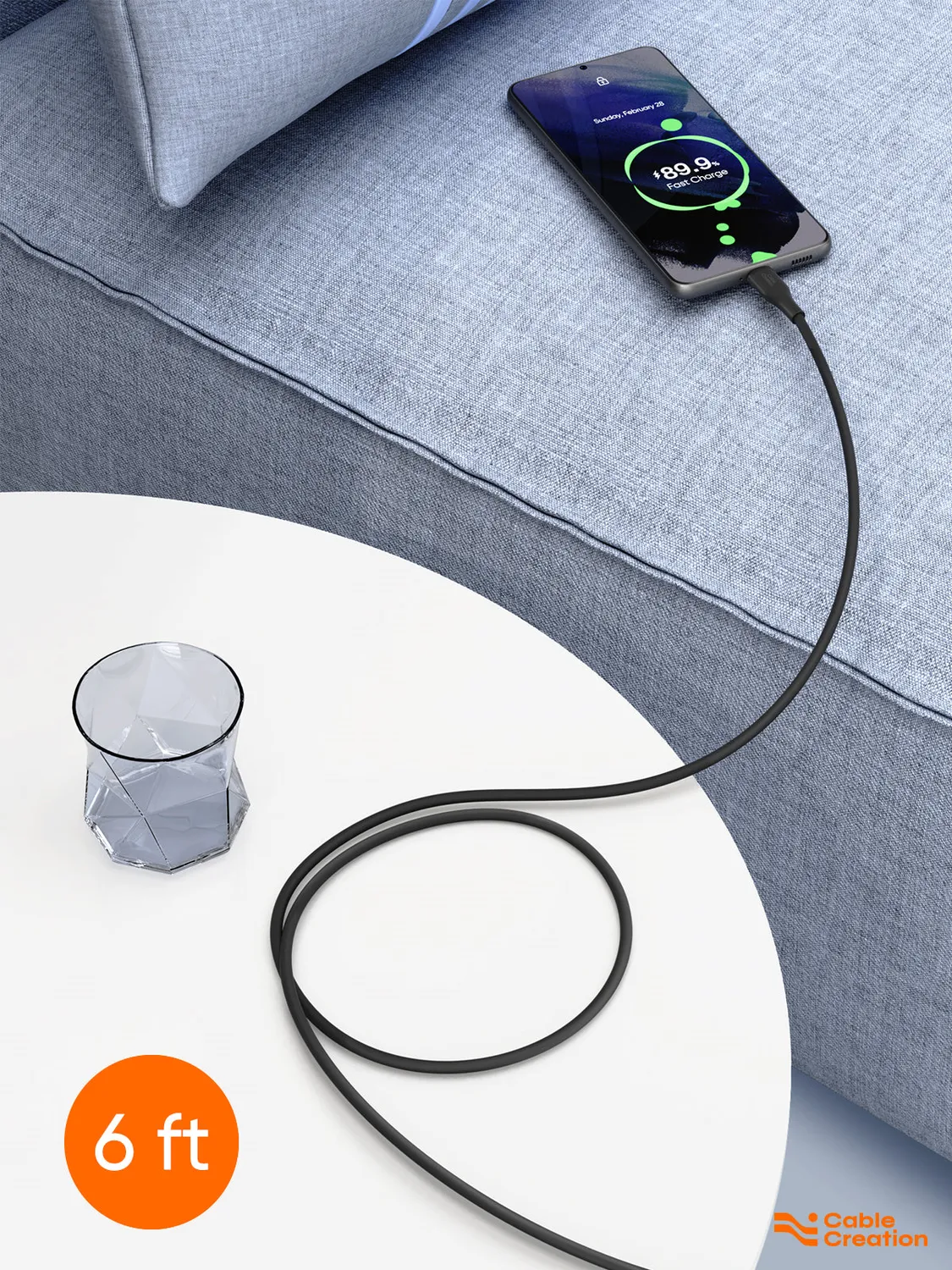 CableCreation Soft Silicone USB-A USB-C kabel 6FT 60W