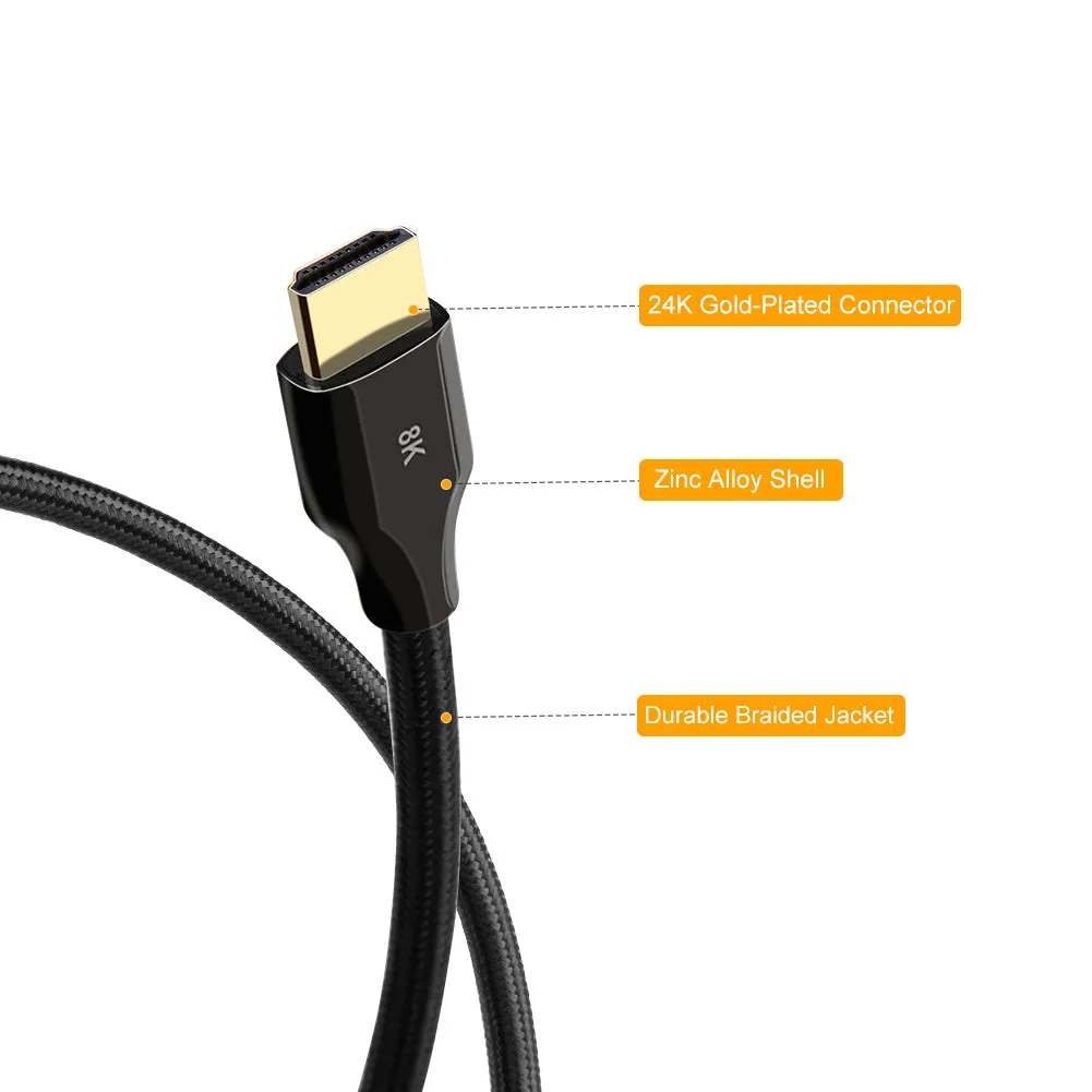 CableCreation HDMI kabel 8K 2 meter 48Gbps zink