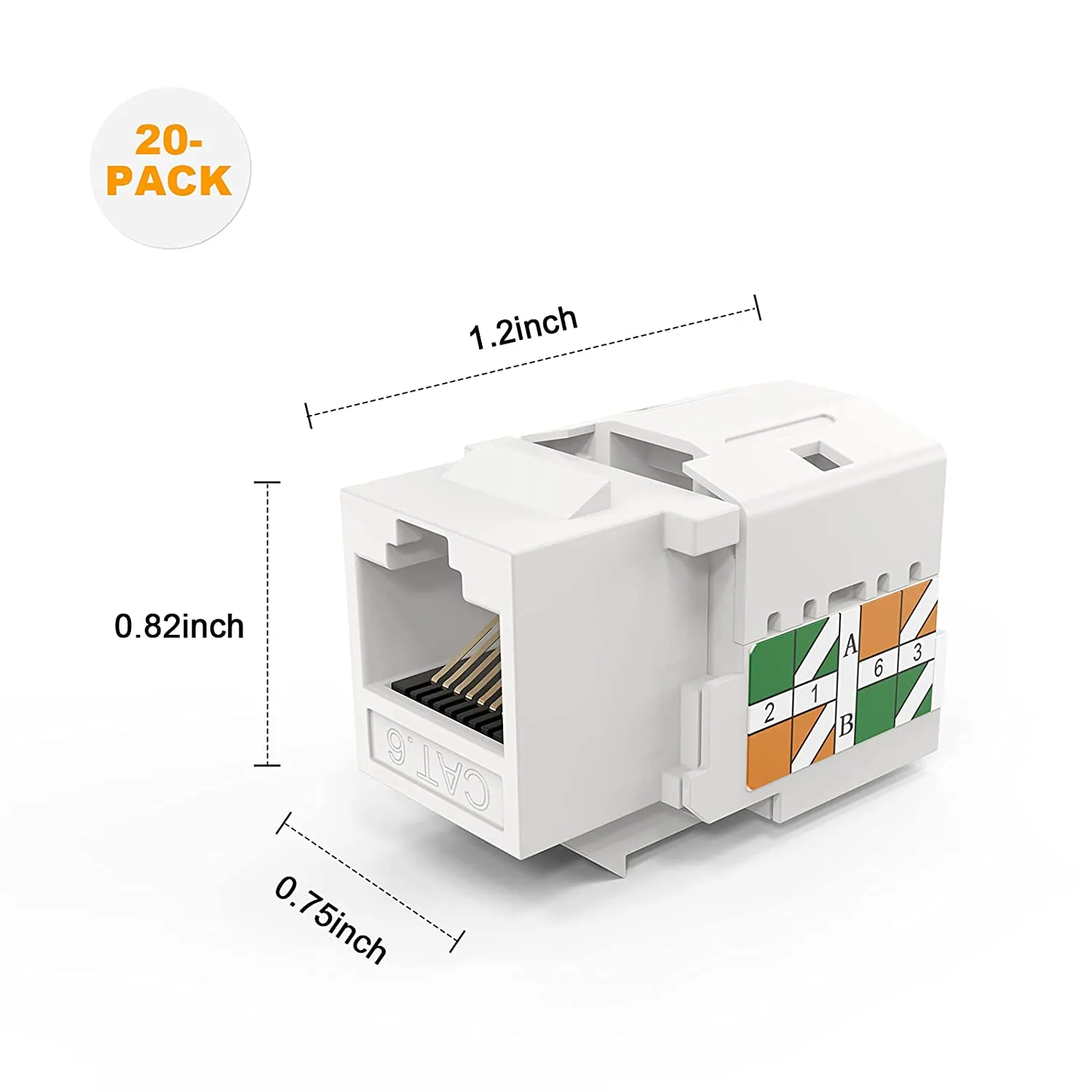 CableCreation 20-Pack Cat6 RJ45 Keystone Jack module connector