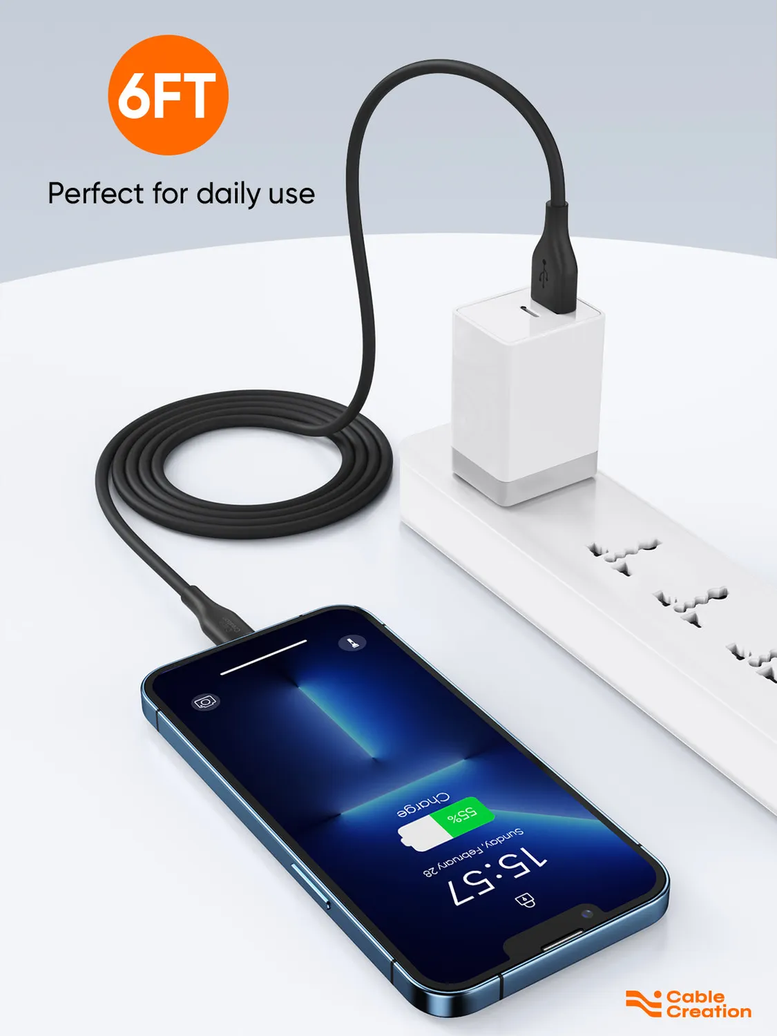 CableCreation USB naar Lightning kabel siliconen zwart 1,8 m