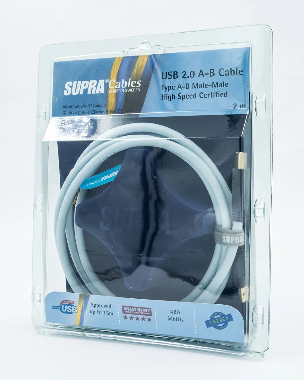 Supra USB 2.0 A-B USB-kabel High-Speed afgeschermd
