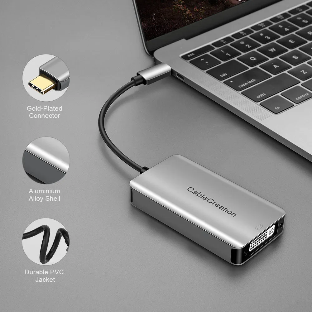 CableCreation USB-C naar DVI adapter dual link 2560x1600