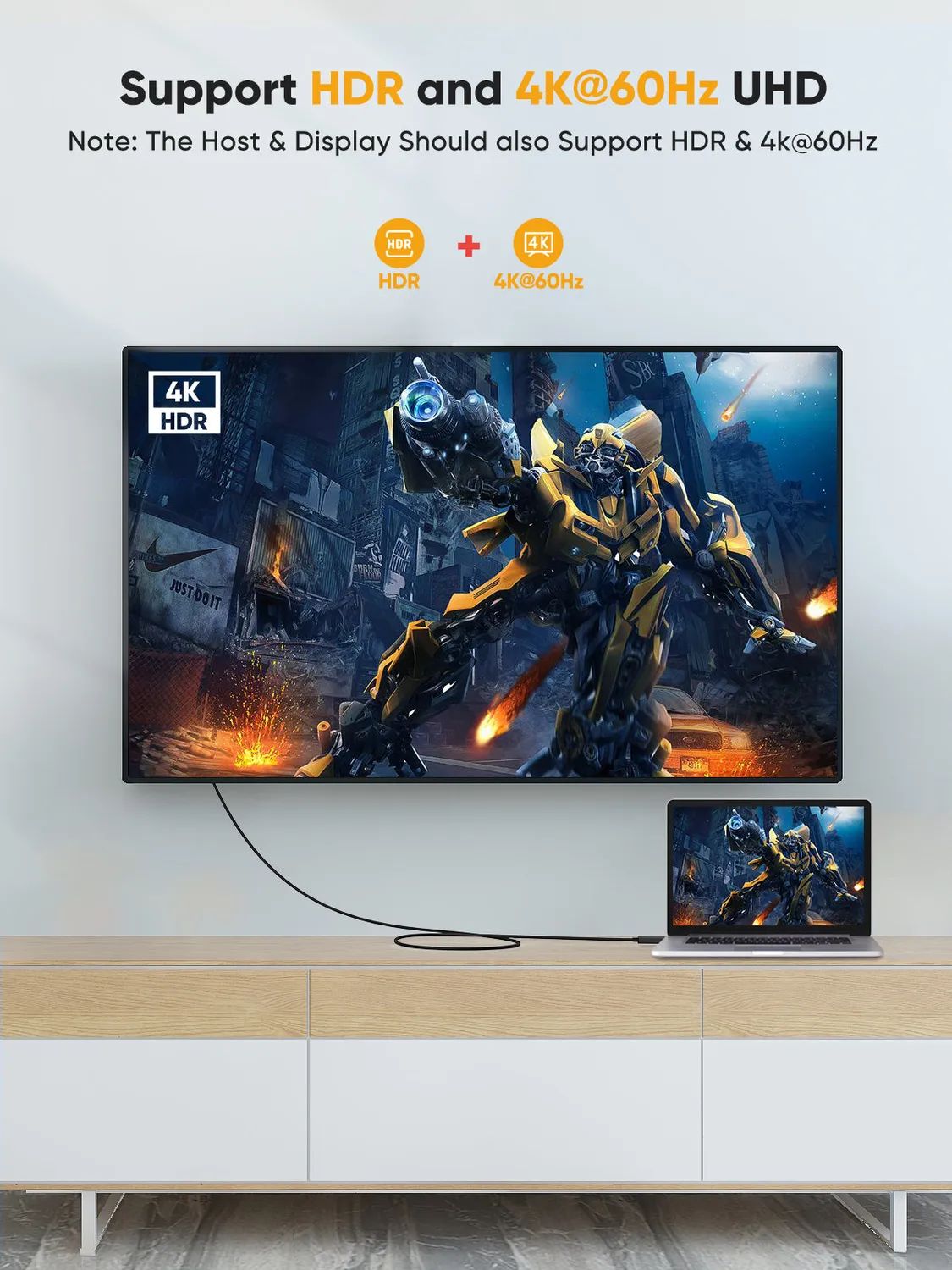 CableCreation DisplayPort naar HDMI kabel 4K 2,4 m