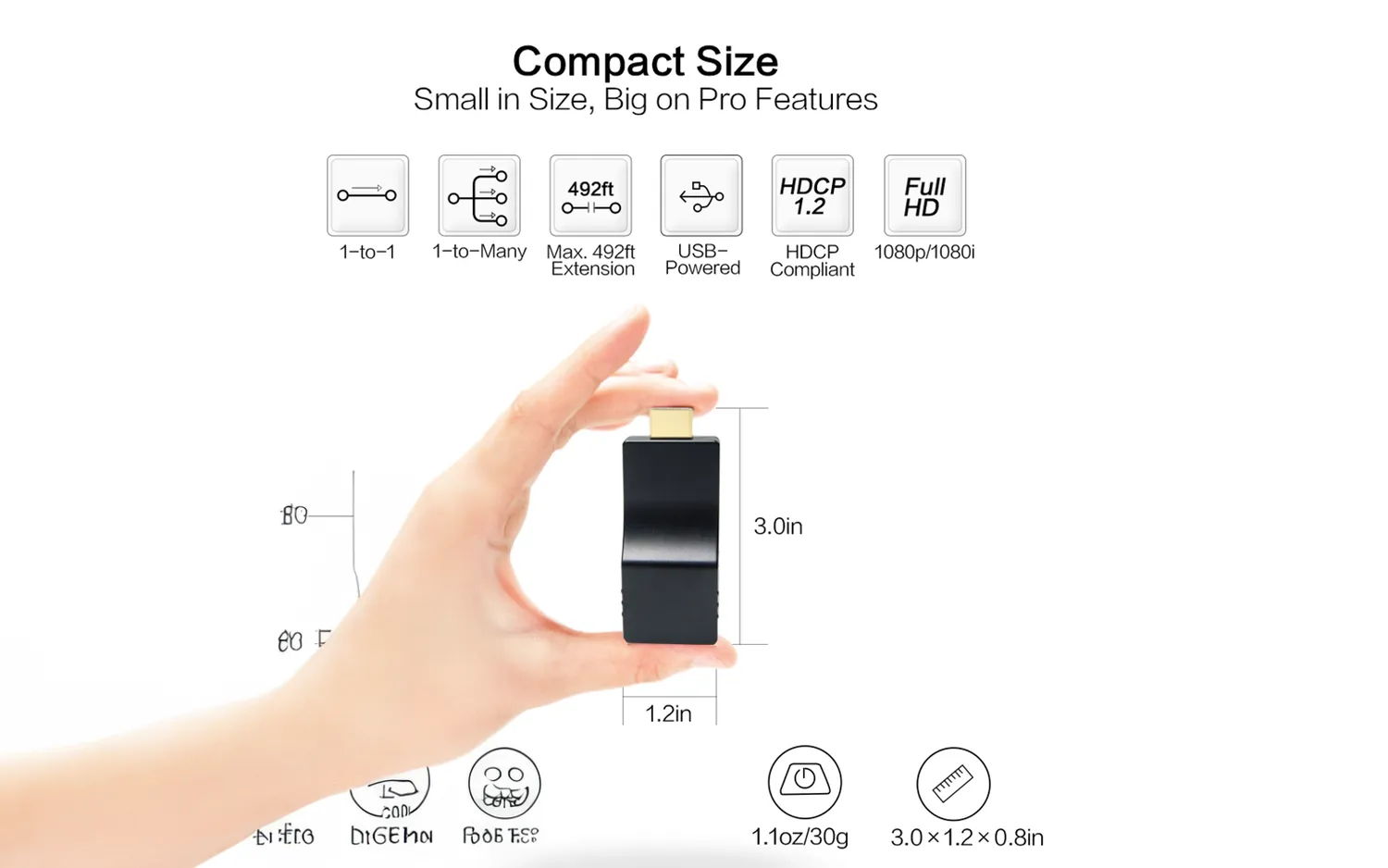 Yauhody YTD-10 HDMI over IP set 1080p 150m verdeler