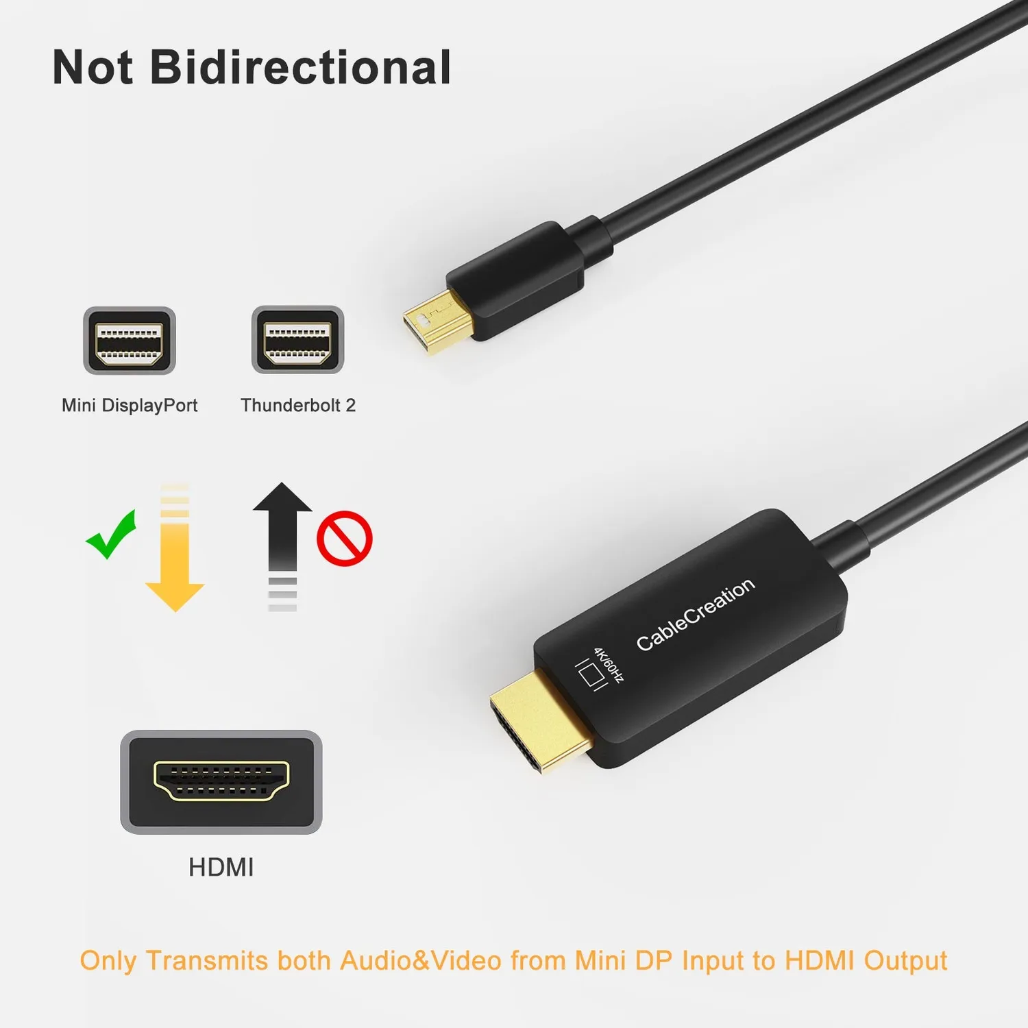 CableCreation Mini DisplayPort naar HDMI kabel 4K 60Hz