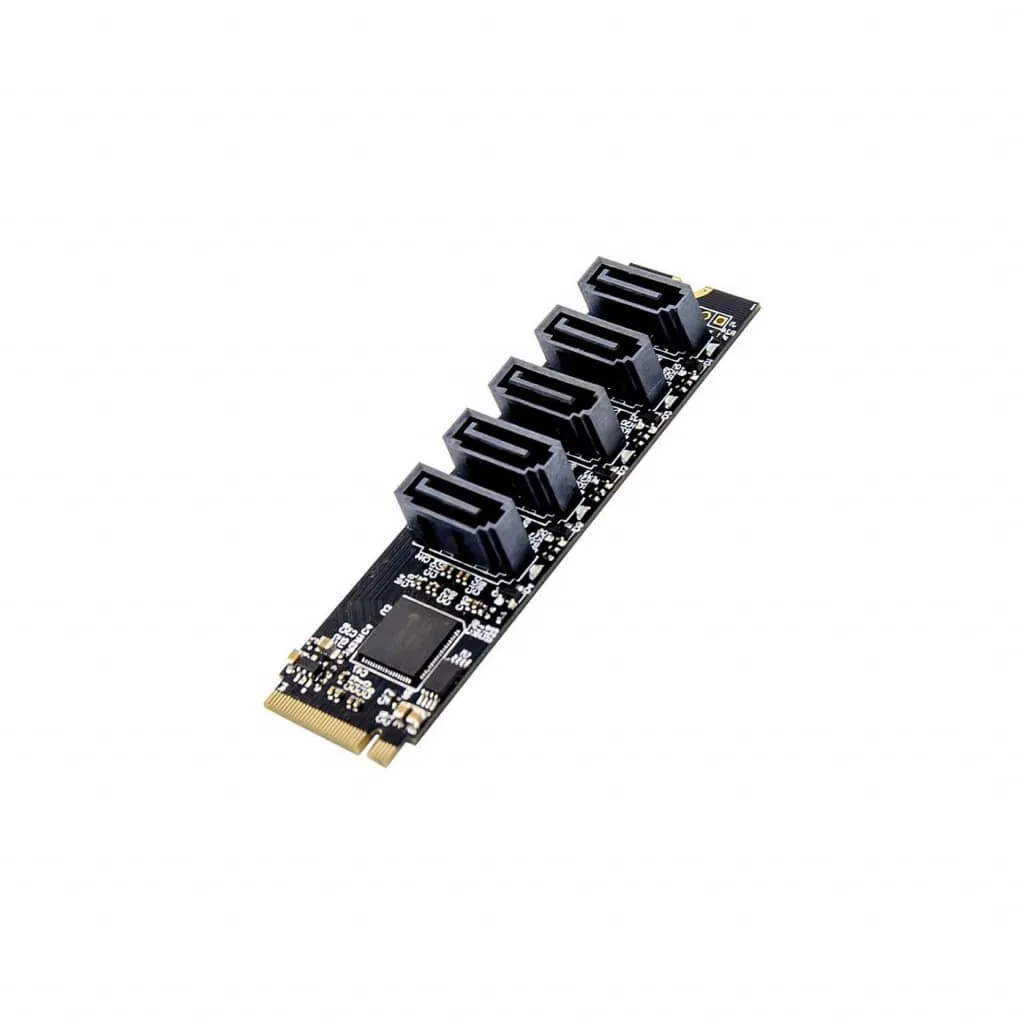 MicroConnect M.2 Key M SATA3.0 uitbreidingskaart 5x SATA 6Gbps