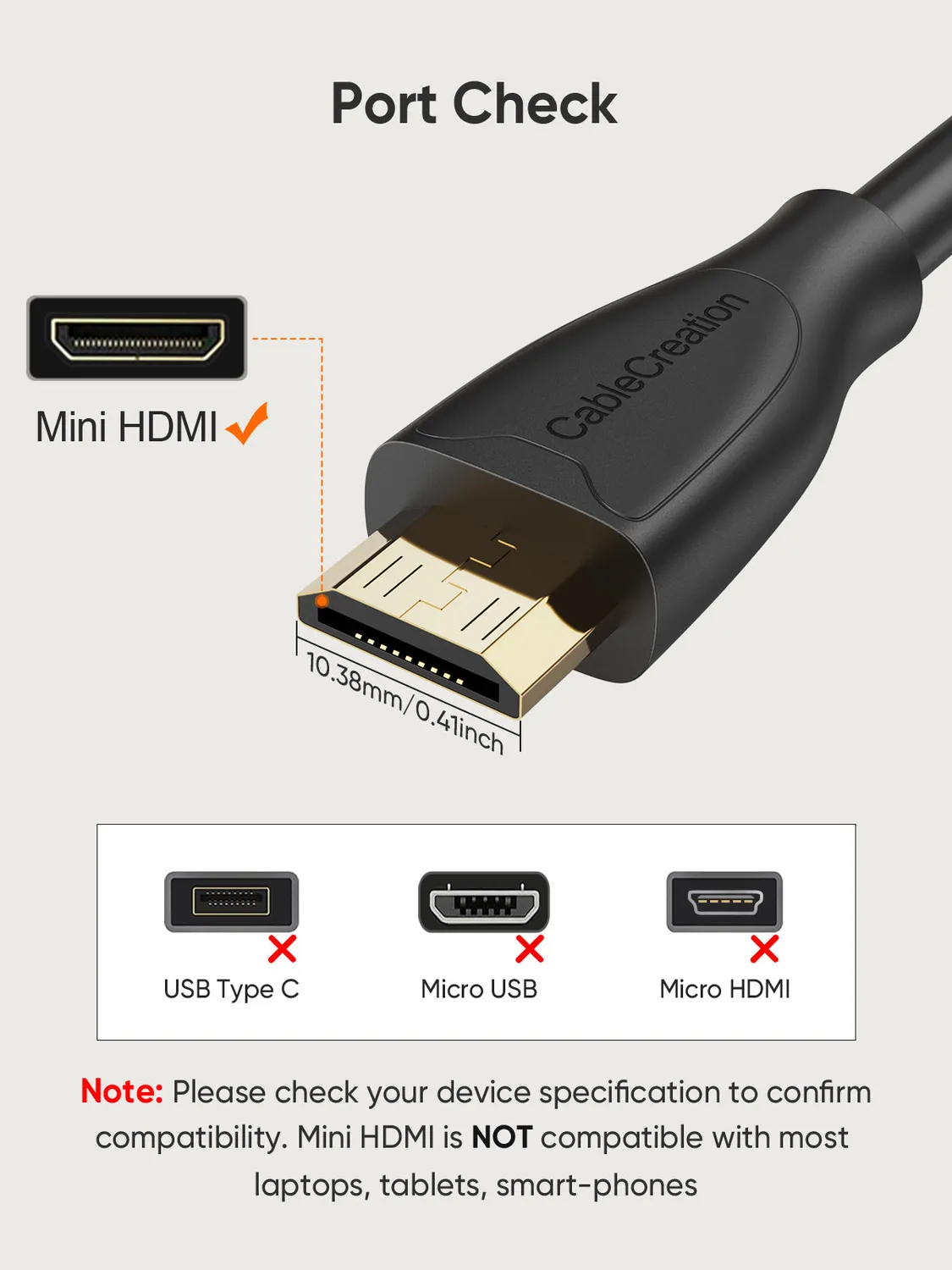 CableCreation Mini-HDMI naar HDMI kabel 4K 60Hz 1,8 m