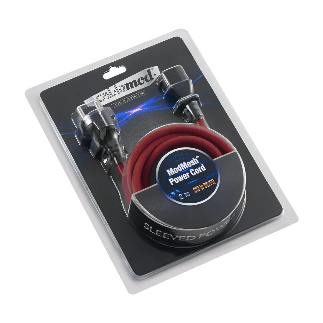 CableMod ModMesh C13 stroomkabel 2m rood DE/FR koper