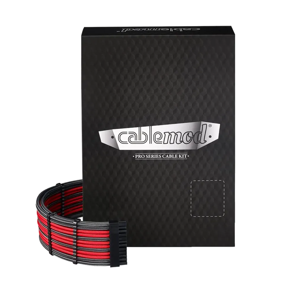 CableMod RT-Series Pro ModMesh kabelset 12VHPWR carbon/rood