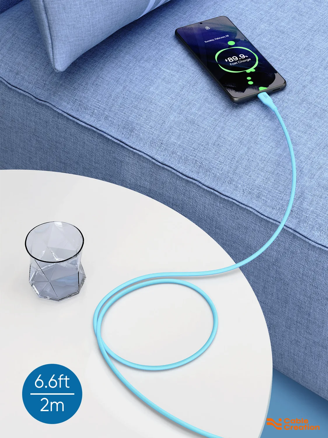 CableCreation Silicone USB-A USB-C oplaadkabel 6FT 60W