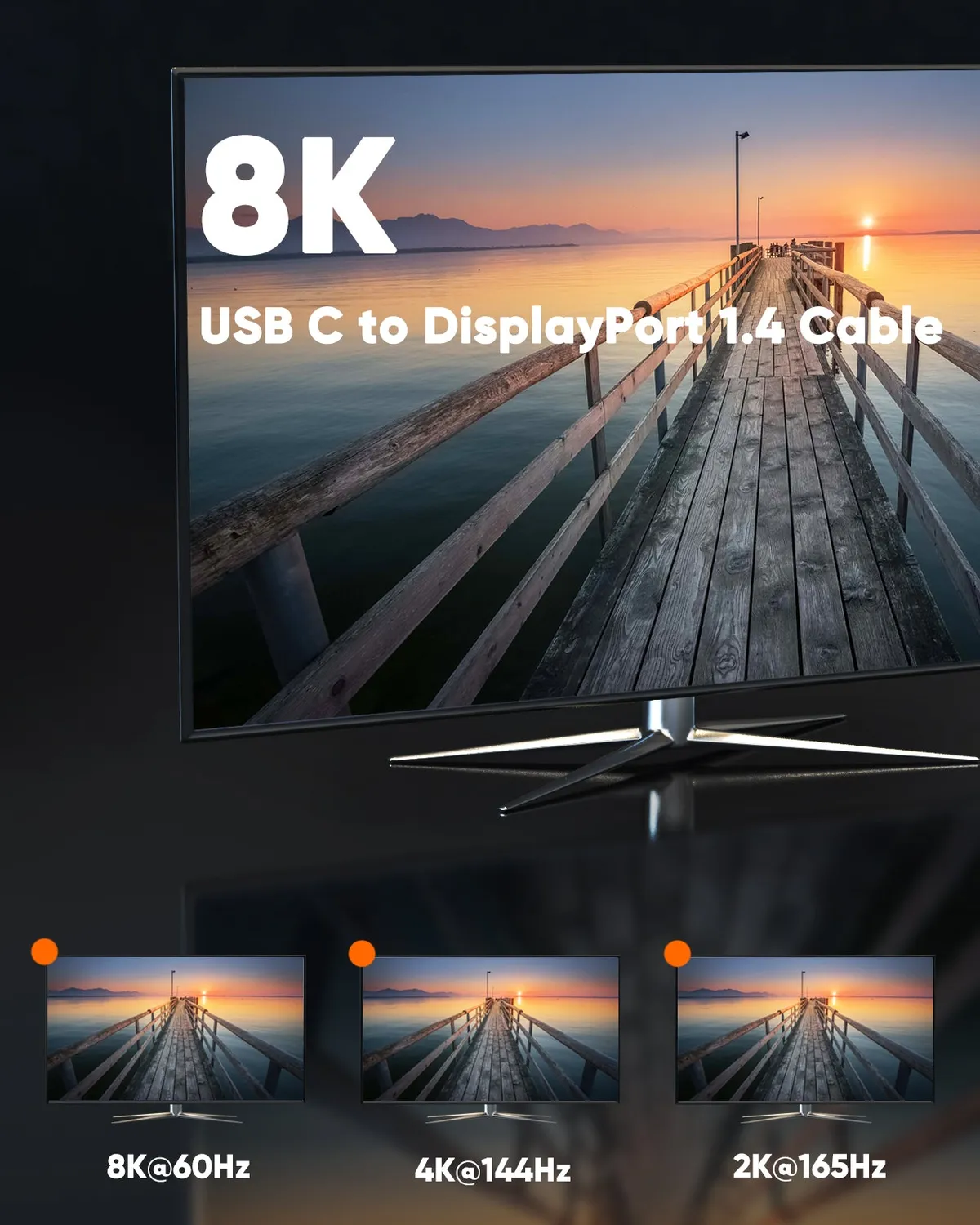 CableCreation USB-C naar DisplayPort adapter 8K zwart