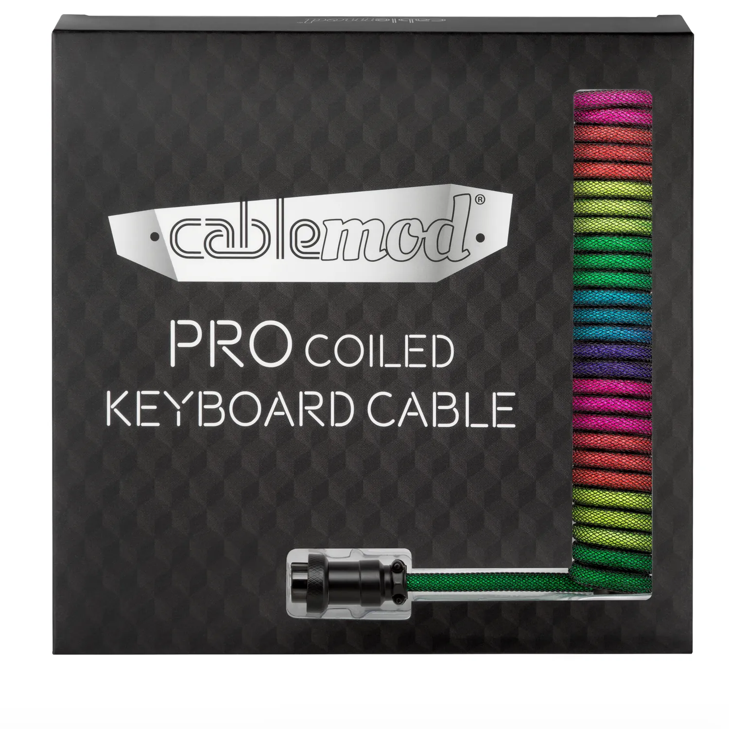 CableMod Pro Coiled toetsenbordkabel Dark Rainbow 150cm USB-C