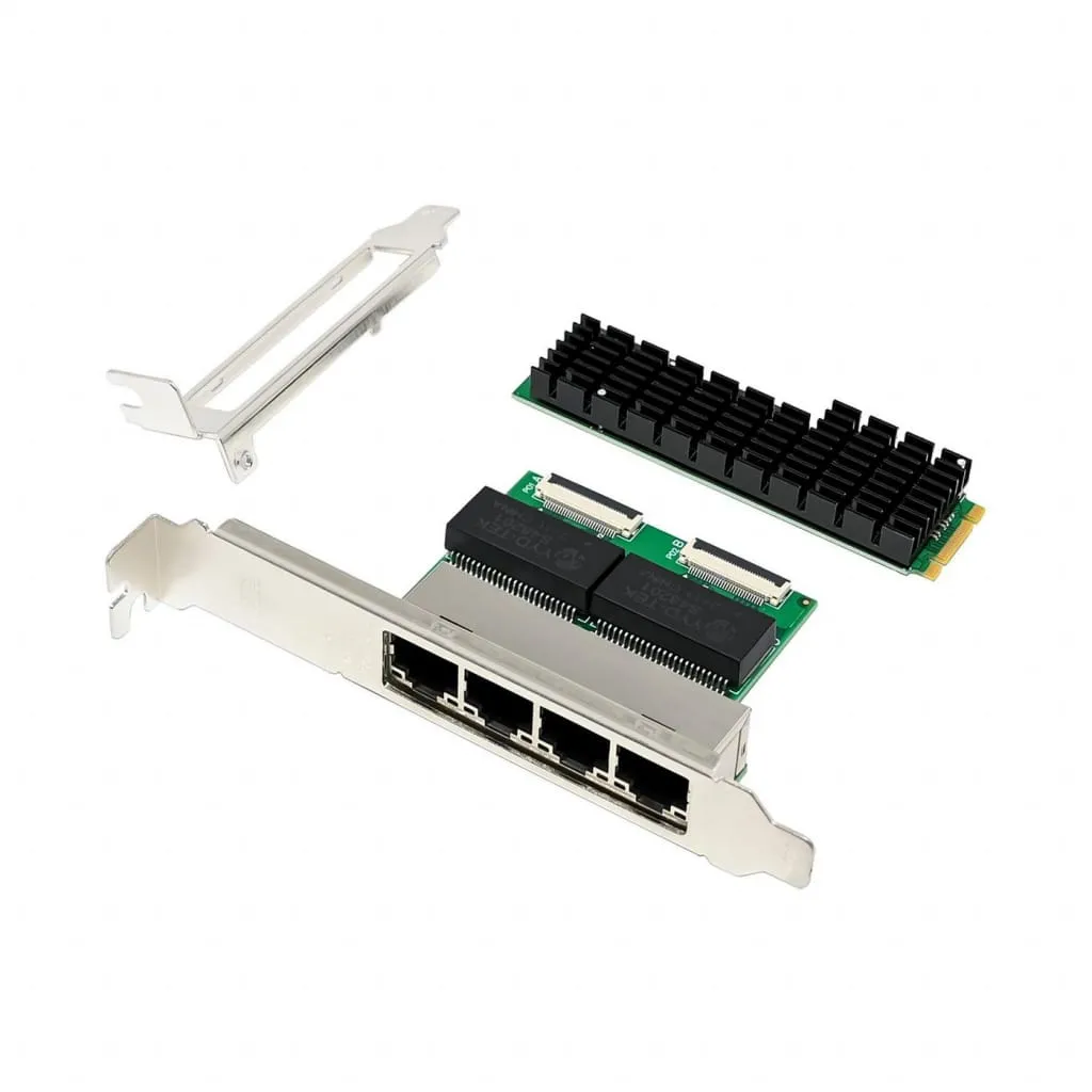 Microconnect PCIe M.2 8111H Quad-1G netwerkkaart 4x RJ45