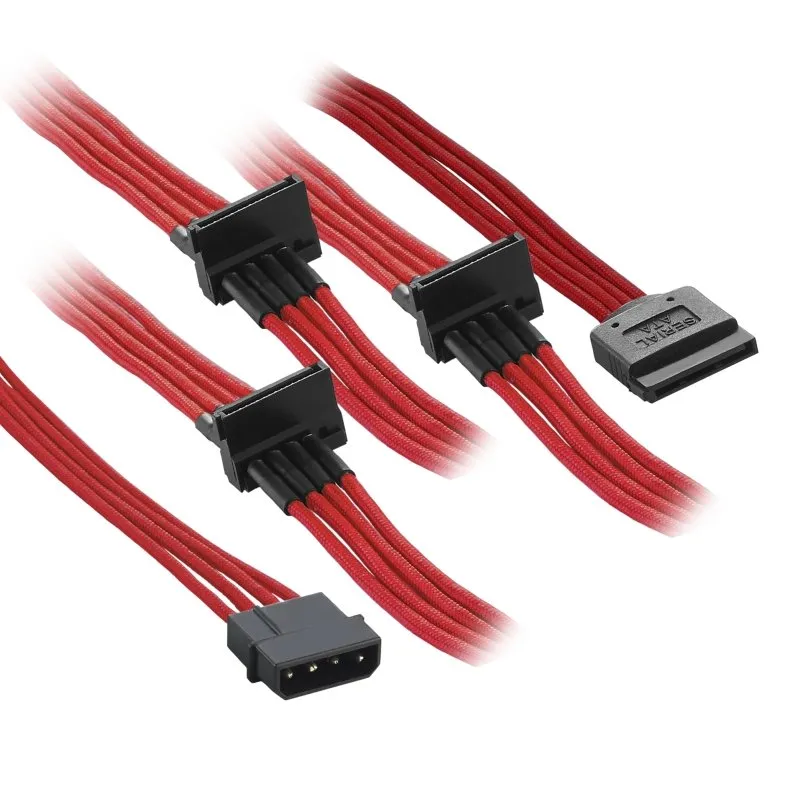 CableMod ModFlex Molex naar 4x SATA voedingskabel rood 80cm
