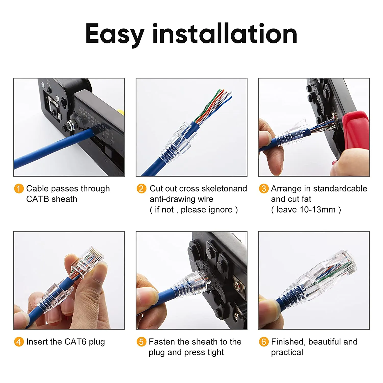 CableCreation Cat6 RJ45 connector 100 stuks transparant
