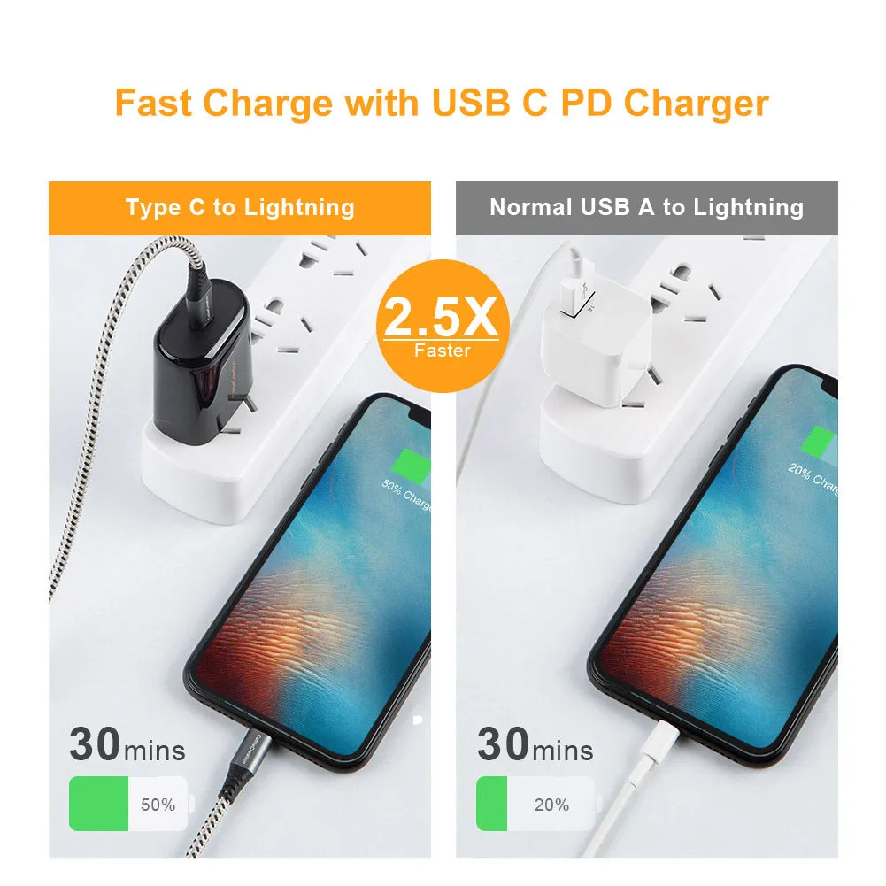 CableCreation USB-C Lightning Kabel 0.3m MFi nylon