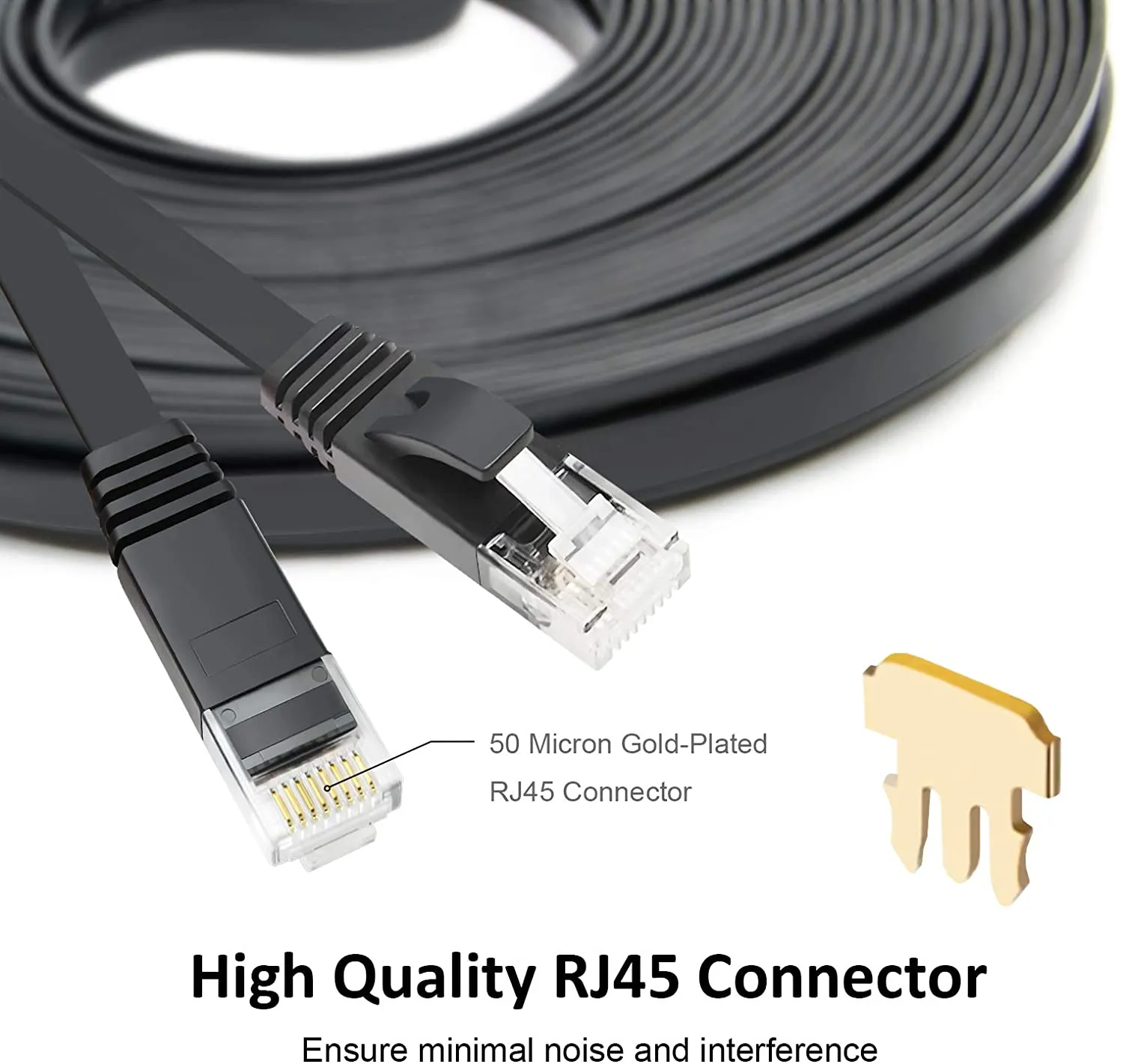 Yauhody Y-NC6-FB platte CAT6 kabel zwart 6-pack afgeschermd