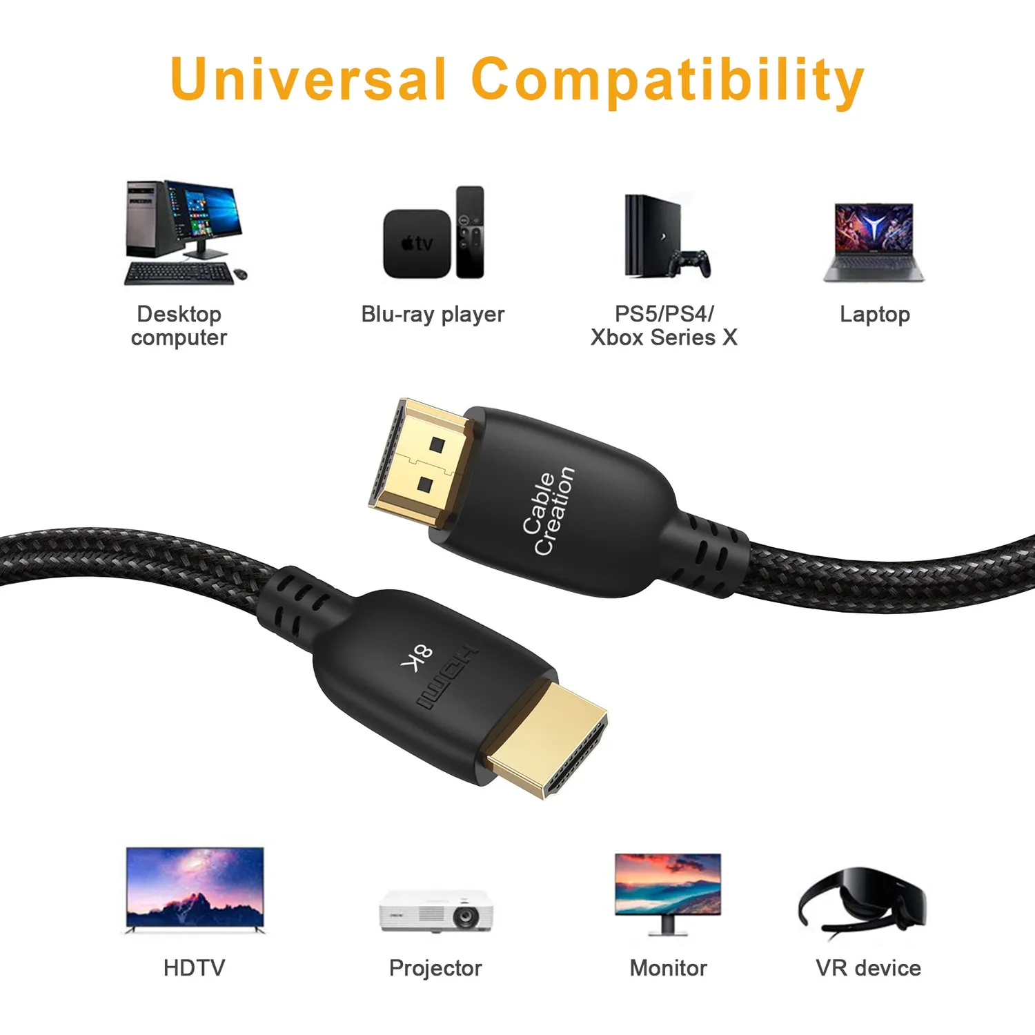 CableCreation 8K Certified HDMI-kabel 1m gecertificeerd