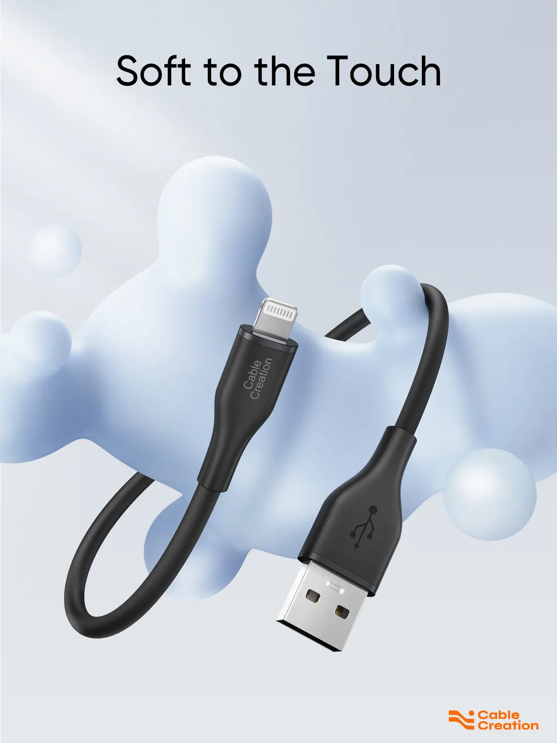 CableCreation USB naar Lightning kabel siliconen zwart 1,8 m