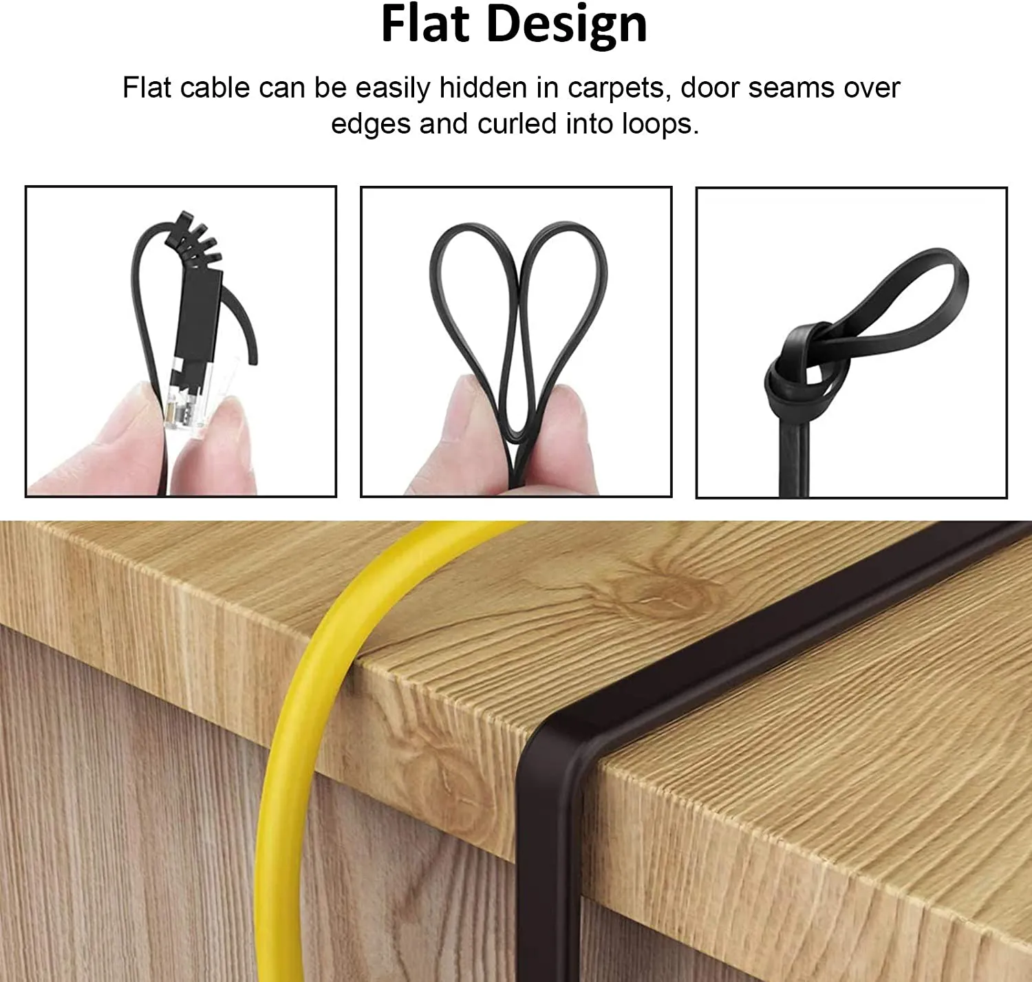Yauhody Y-NC6-FB platte CAT6 kabel zwart 6-pack afgeschermd