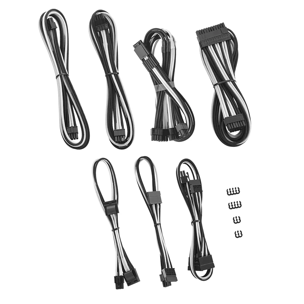 CableMod C-Series Pro 12VHPWR 16-pin Quad 8-pin kabelset zwart-wit