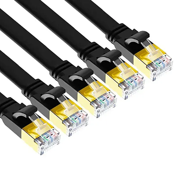 Yauhody Y-NC8-FB5PK platte CAT8 netwerkkabel zwart 5-pack 40Gbps