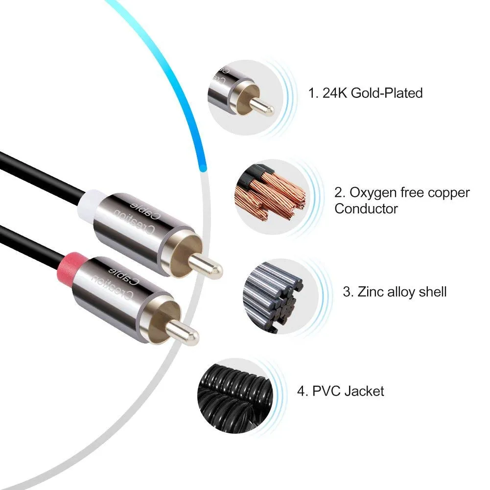 CableCreation 2RCA naar 2RCA audiokabel 3 meter stereo