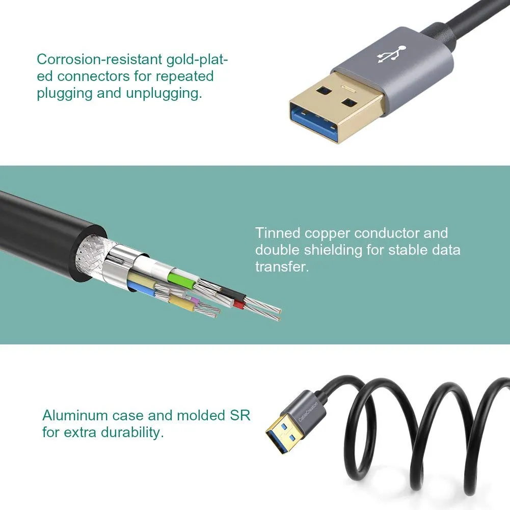 CableCreation USB 3.0 verlengkabel USB-A 0,5m