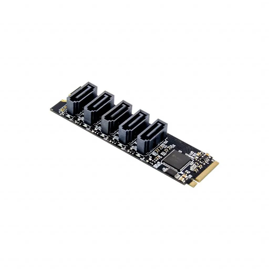MicroConnect M.2 Key M SATA3.0 uitbreidingskaart 5x SATA 6Gbps