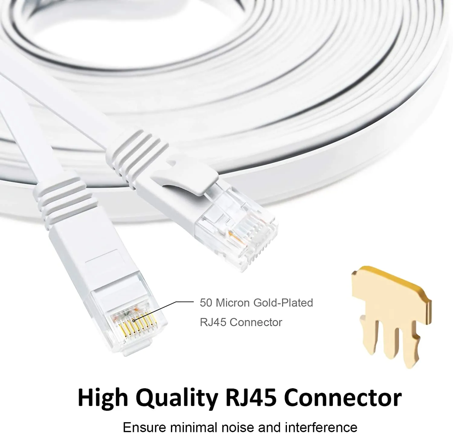 Yauhody Y-NC6-FW platte CAT6 netwerkkabel wit 6-pack 1Gbps