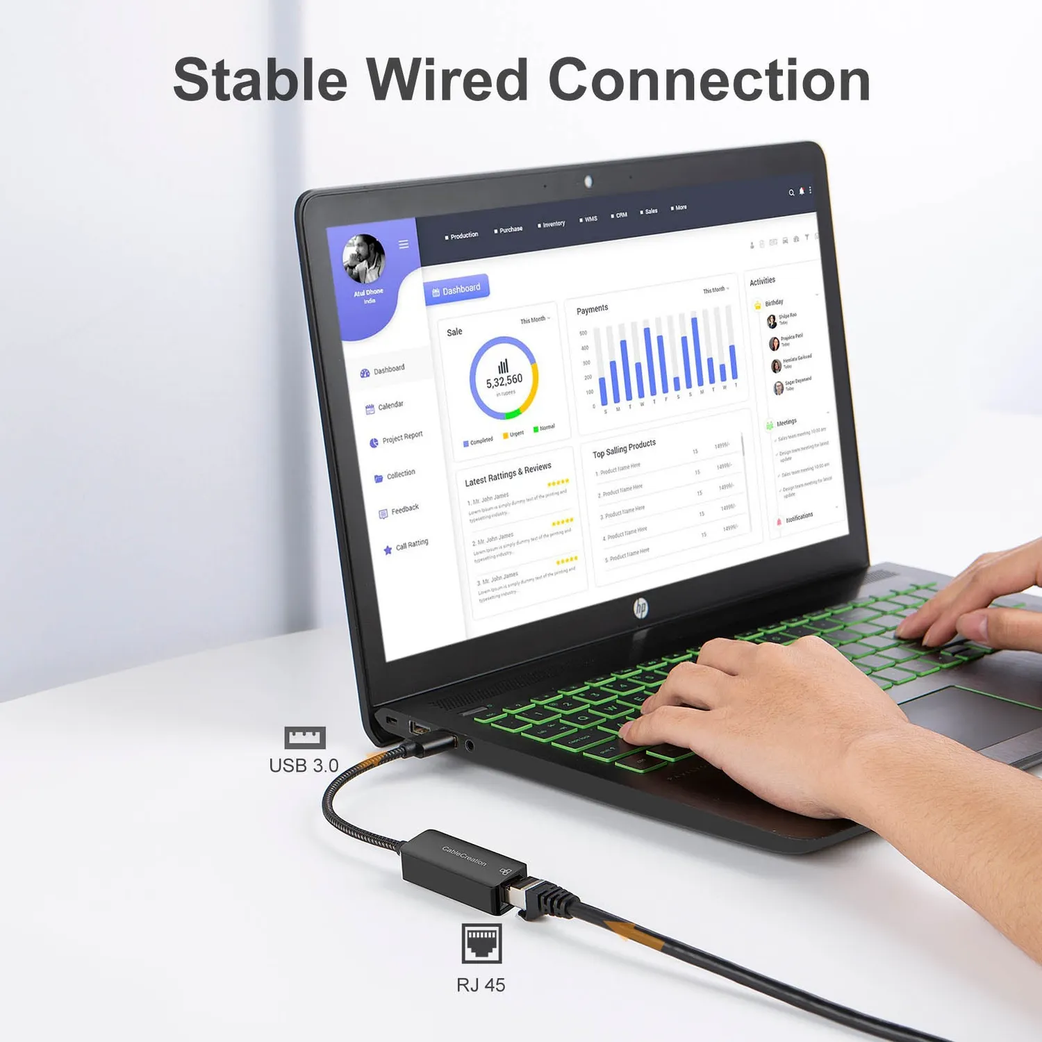 CableCreation USB 3.0 naar ethernet adapter 1Gbps