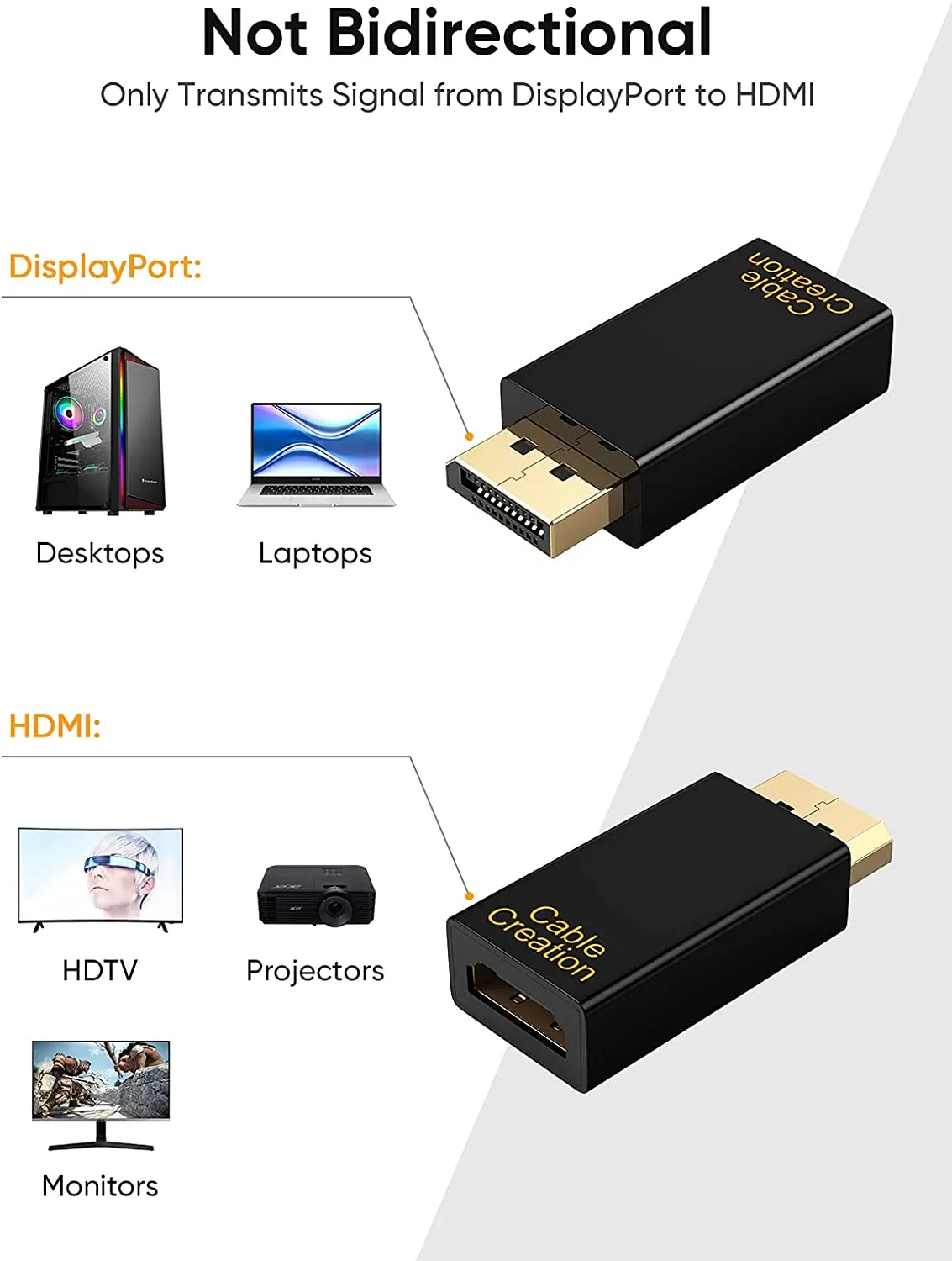 CableCreation DP naar HDMI adapter 4K 3-pack