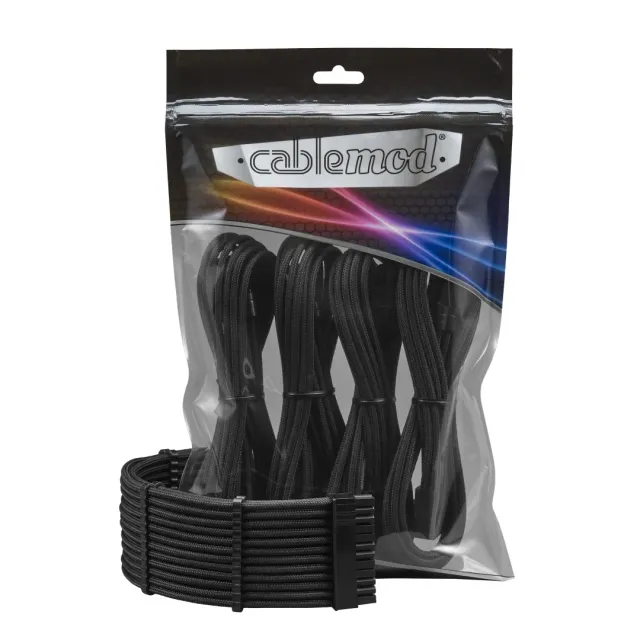 CableMod PRO ModFlex 8+8 extension kabelset zwart gesleeved