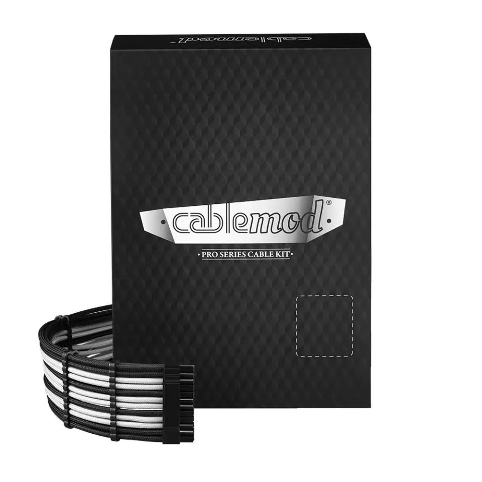 CableMod C-Series Pro 12VHPWR 16-pin Quad 8-pin kabelset zwart-wit