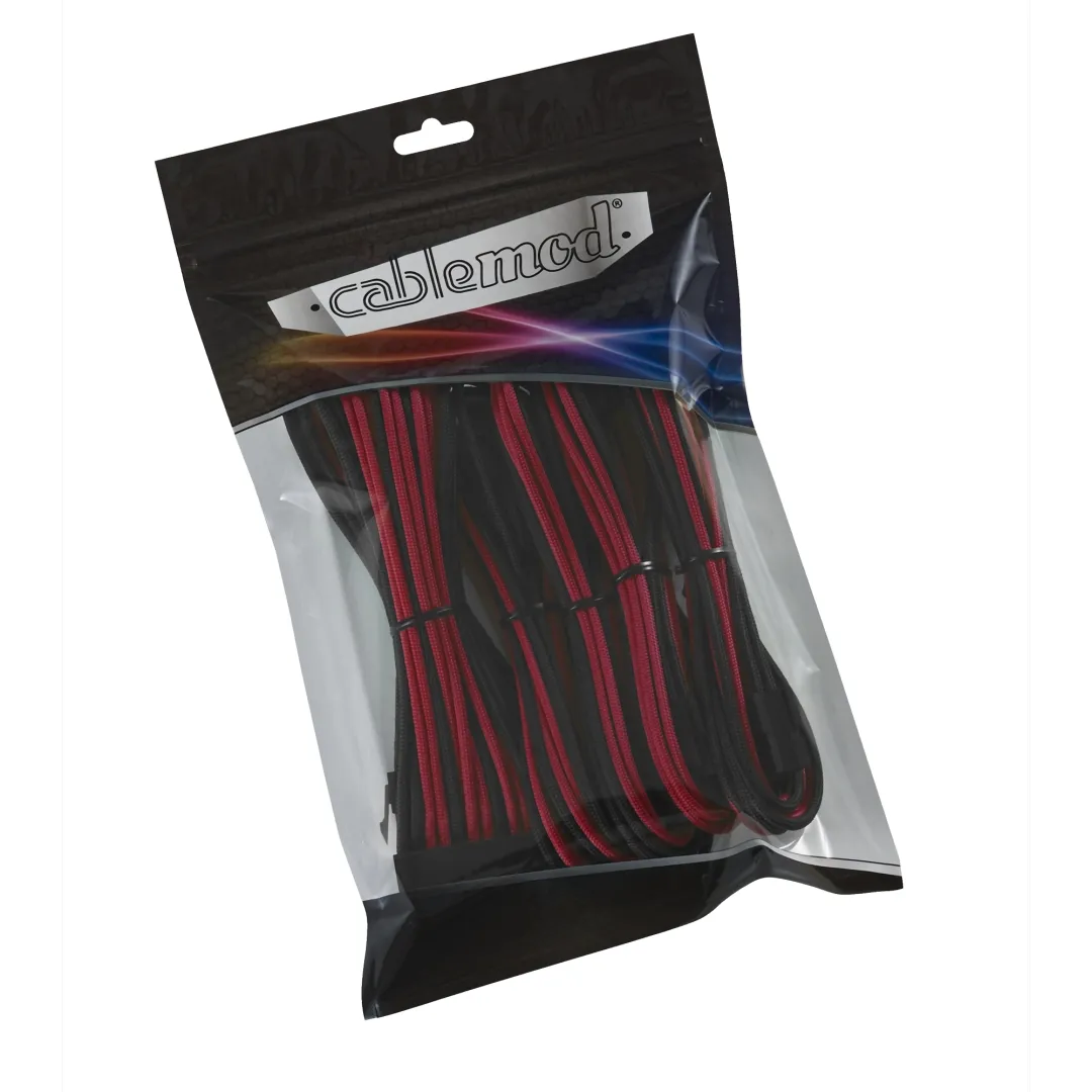 CableMod Classic ModFlex 8+8 verlengset zwart rood combs