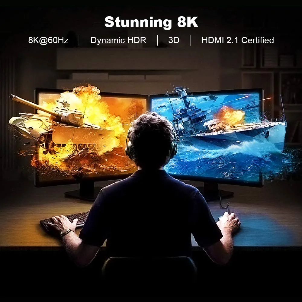 Yauhody Y-HDMI 8K HDMI 2.1 kabel 2-pack 48Gbps