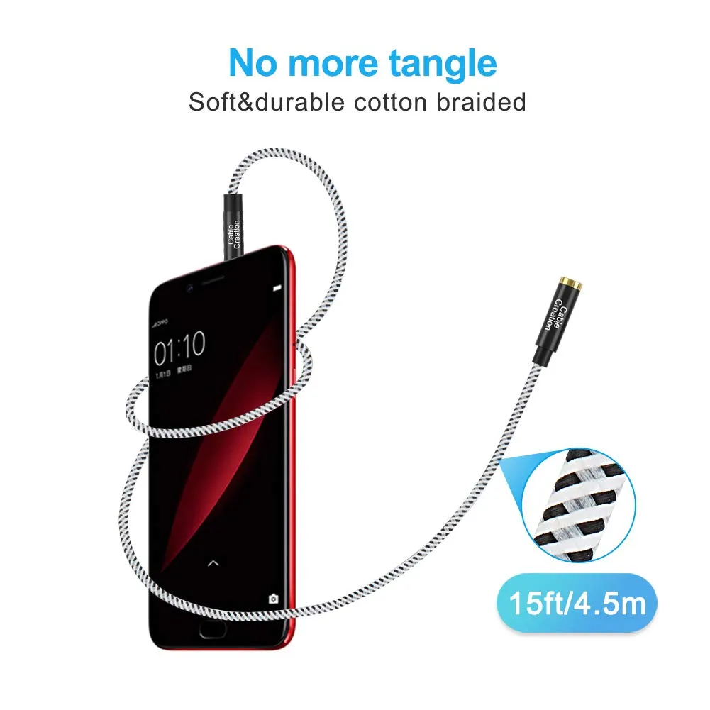 CableCreation 3,5mm audio verlengkabel 3 m nylon