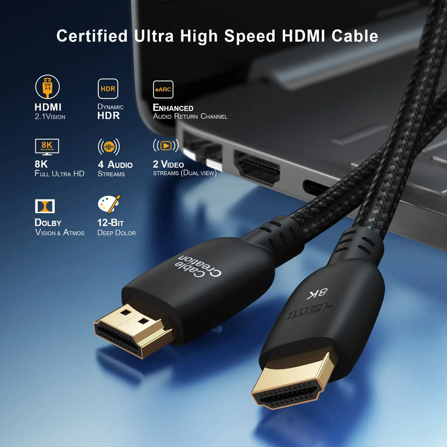 CableCreation 8K Certified HDMI-kabel 1m gecertificeerd