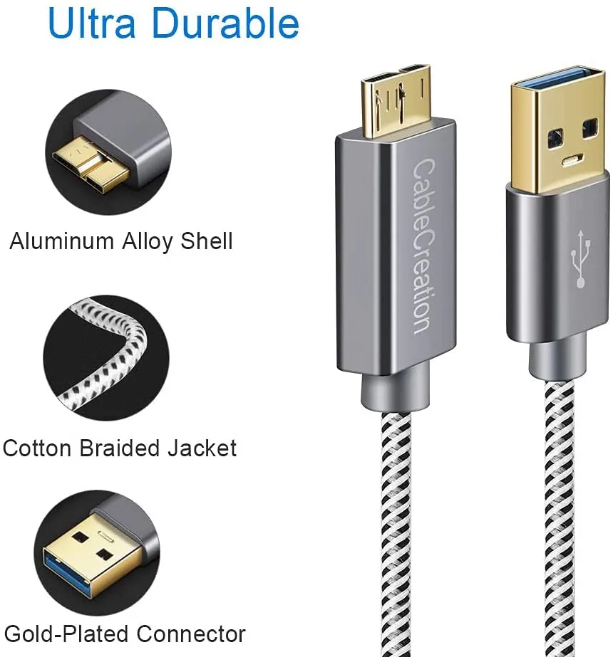 CableCreation USB-A naar Micro-B USB 3.0 kabel 0,3 m