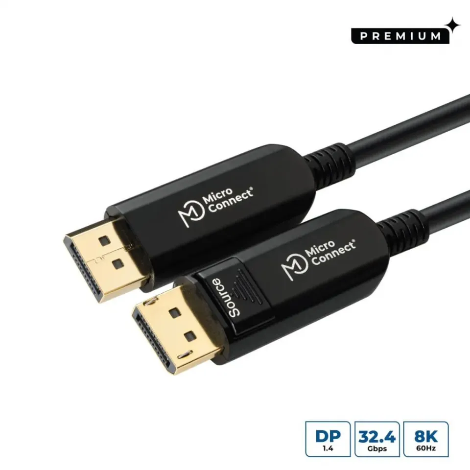 MicroConnect Premium DisplayPort 1.4 glasvezelkabel 40m optisch