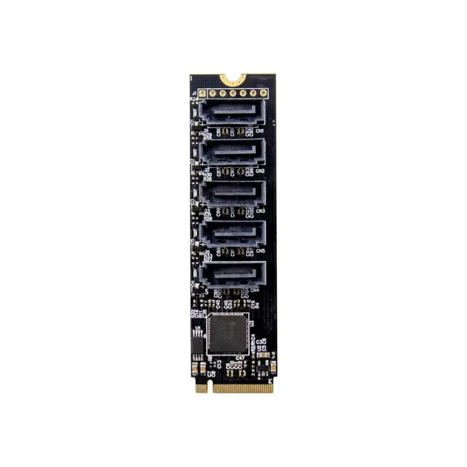 MicroConnect M.2 Key M SATA3.0 uitbreidingskaart 5x SATA 6Gbps