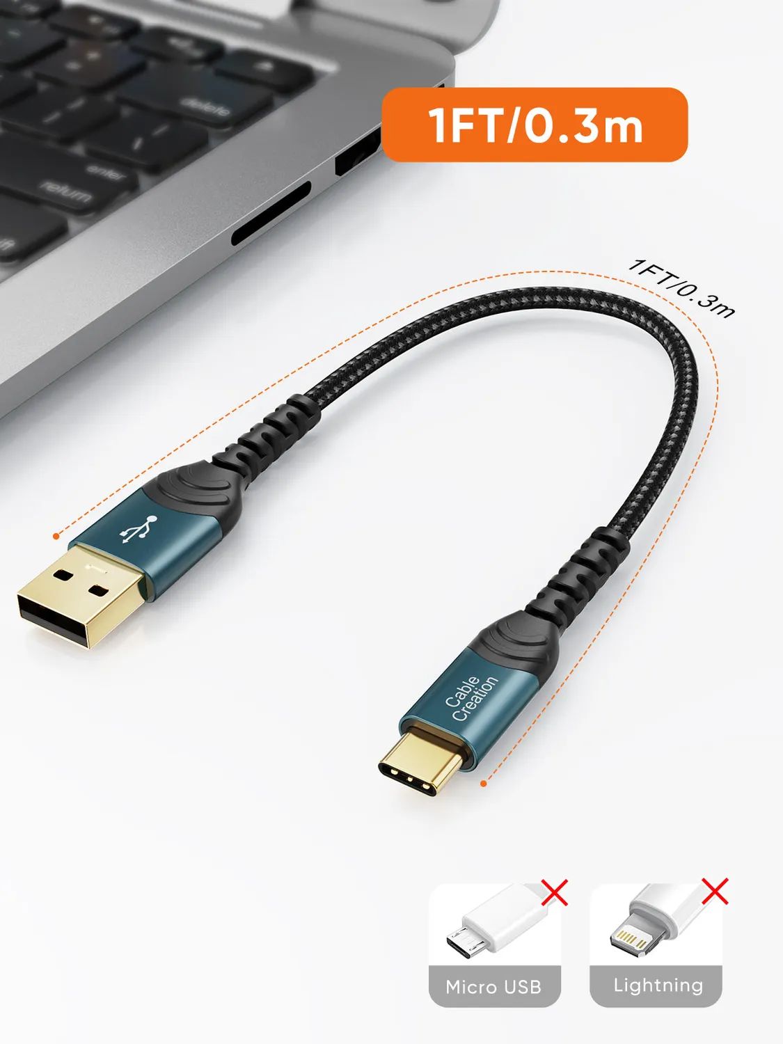 CableCreation USB to USB-C Fast Charging kabel 2m 3A
